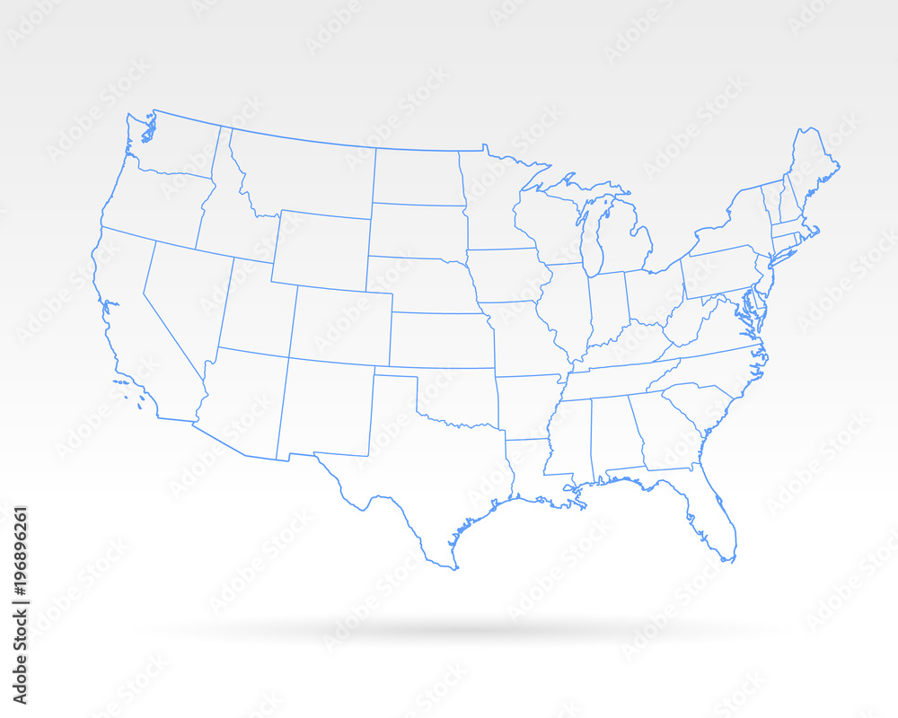 USA blue outline simple map