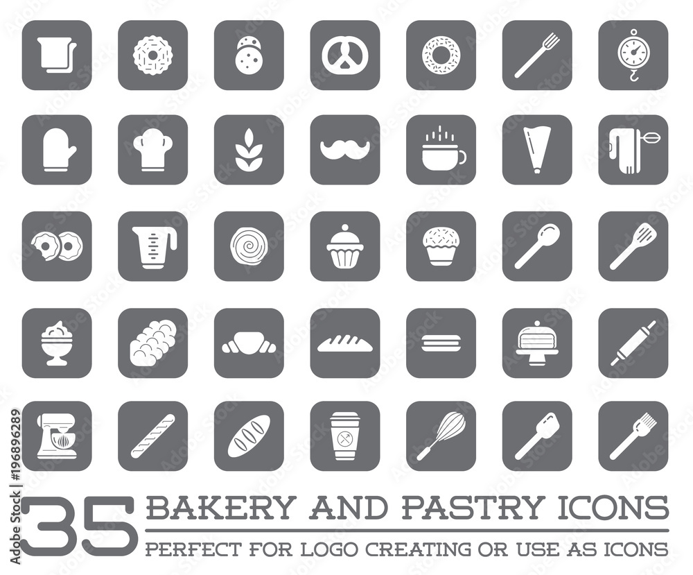 Set of Raster Bakery Pastry Elements and Bread Icons Illustration can be used as Logo or Icon in premium quality Set of Raster Bakery Pastry Elements and Bread Icons Illustration can be used as Logo or Icon in premium quality