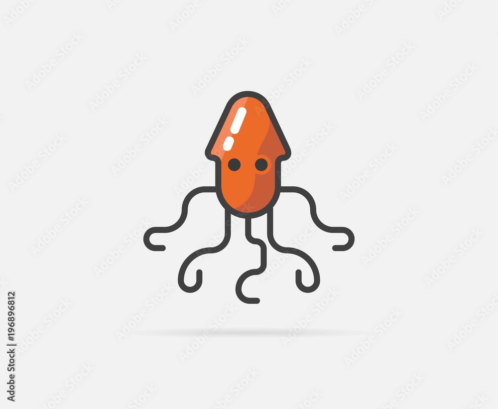 Raster Illustration of Octopus can be used as Logo or Icon Raster Illustration of Octopus can be used as Logo or Icon
