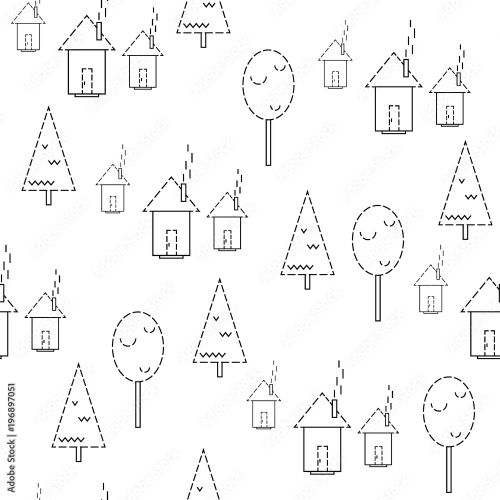 Seamless pattern. Houses on a white background. Seamless pattern. Houses on a white background.
