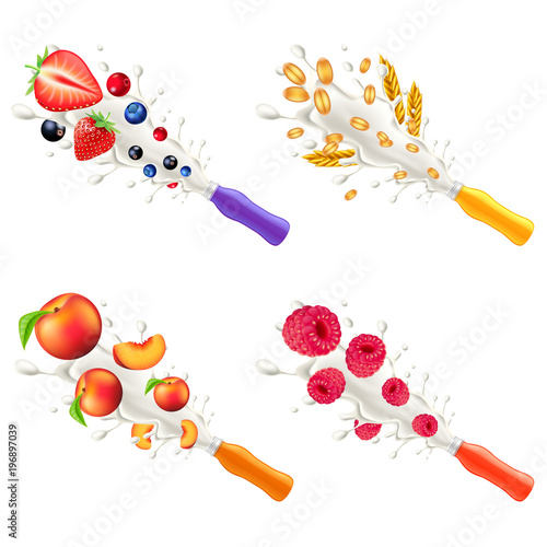Water splashes 3d photo realistic vector set
