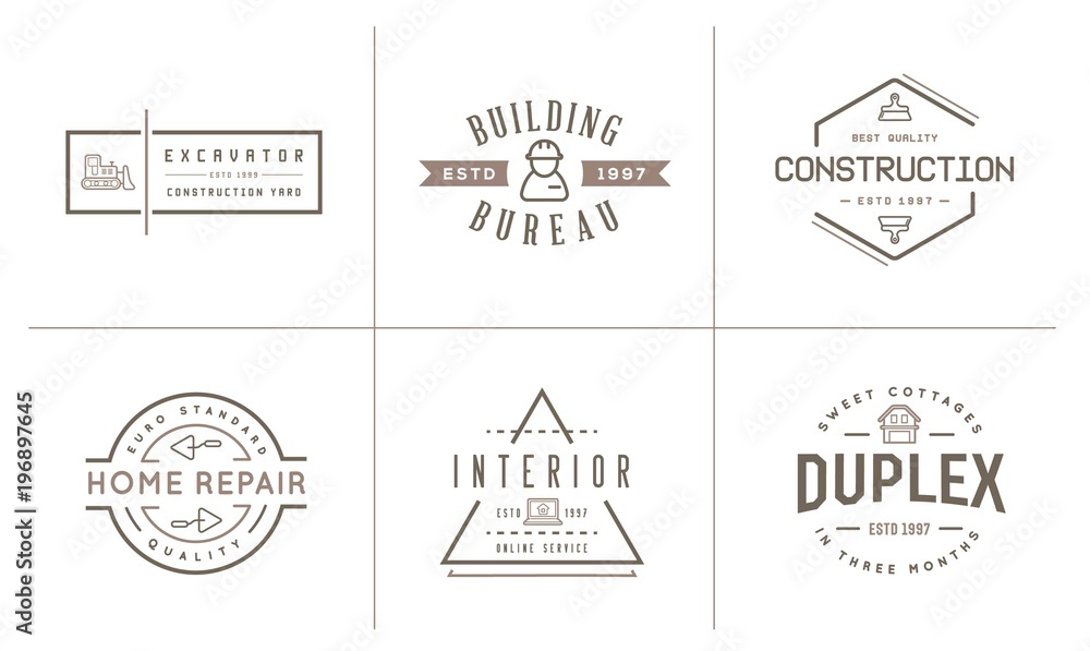 Set of Raster Construction Building Icons Home and Repair can be used as Logo or Icon in premium quality