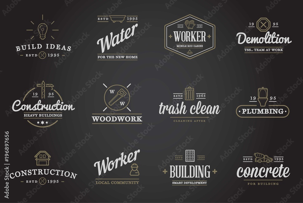 Set of Raster Construction Building Icons Home and Repair can be used as Logo or Icon in premium quality