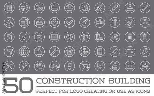 Set of Raster Construction Building Icons Home and Repair can be used as Logo or Icon in premium quality