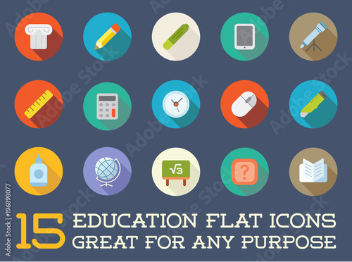 Set of Raster Education Flat Icons can be used as Logo or Icon in premium quality © ckybe