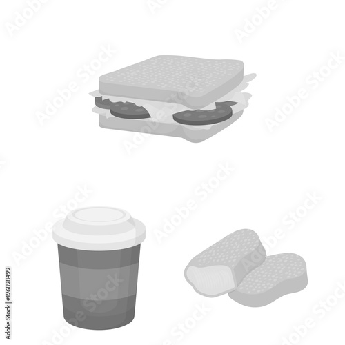 Fast food monochrome icons in set collection for design.Food from semi-finished products vector symbol stock web illustration.