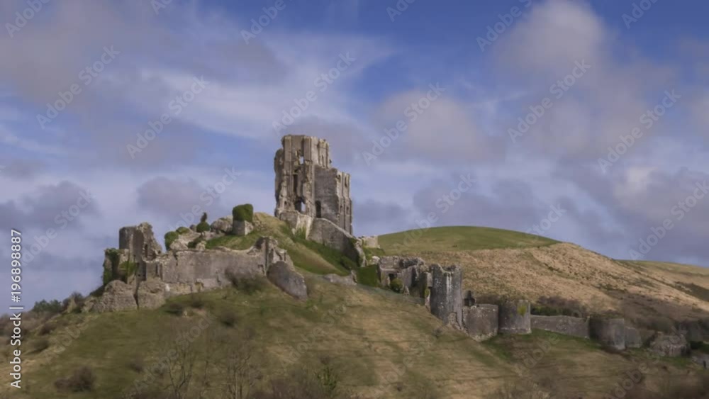 Ruins of the Corfe Castle in Dorset in England - Time Lapse Video Ruins of the Corfe Castle in Dorset in England - Time Lapse Video