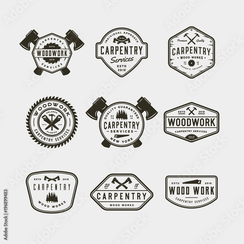 set of vintage carpentry logos. vector illustration