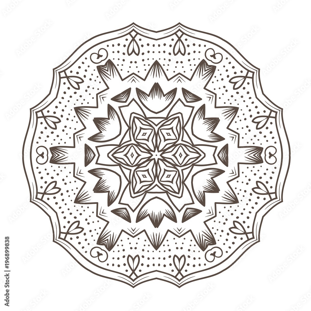 Ethnic Fractal Mandala Raster Meditation looks like Snowflake or Maya Aztec Pattern or Flower too Isolated on White Ethnic Fractal Mandala Raster Meditation looks like Snowflake or Maya Aztec Pattern or Flower too Isolated on White