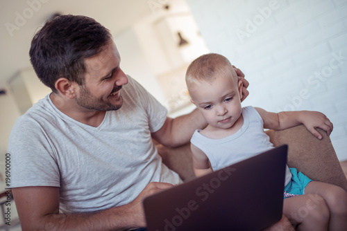 Father and son at home