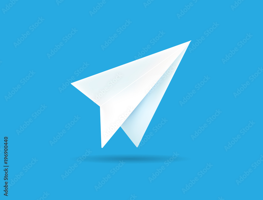 Origami Paper Airplane on Blue Background Raster Illustration can be used as Logo or Icon Origami Paper Airplane on Blue Background Raster Illustration can be used as Logo or Icon