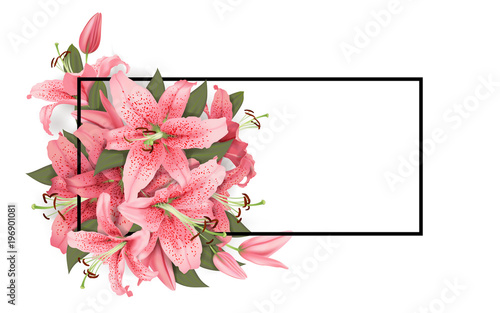 Wedding invitation with lily flowers