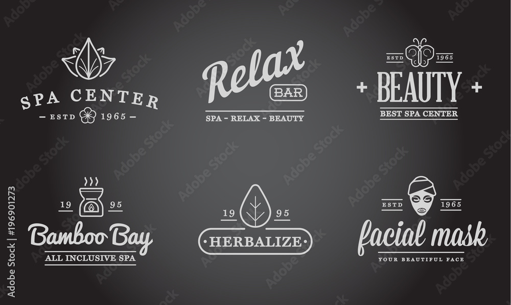 Set of Raster Spa Beauty Yoga Sport Elements Illustration can be used as Logo or Icon in premium quality