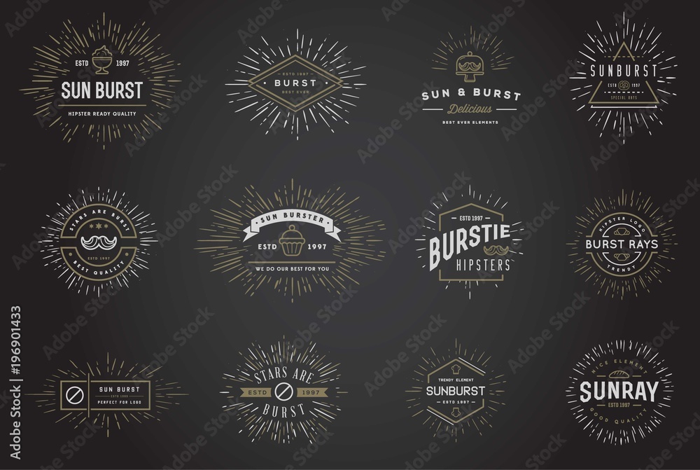 Obraz premium Sunburst on Starburst Element Set for Logo Creating or using as Icon