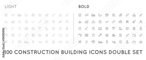 Set of Thin and Bold Raster Construction Building Icons Home and Repair can be used as Logo or Icon in premium quality