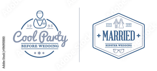 Set of Raster Wedding Love Elements Merry Me Illustration can be used as Logo or Icon in premium quality
