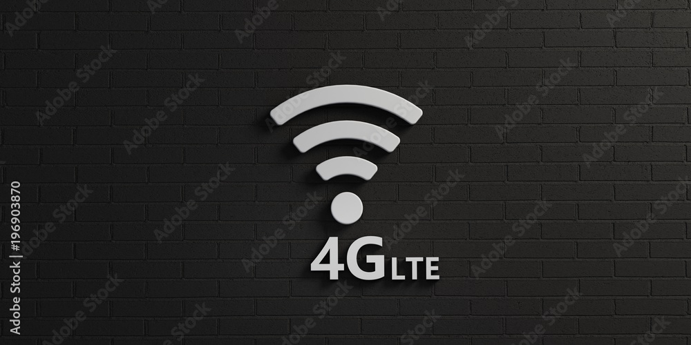 4g Router Sybomle WiFi 4G Symbol in White Brick Wall. 3D Rendering illustration Stock ...