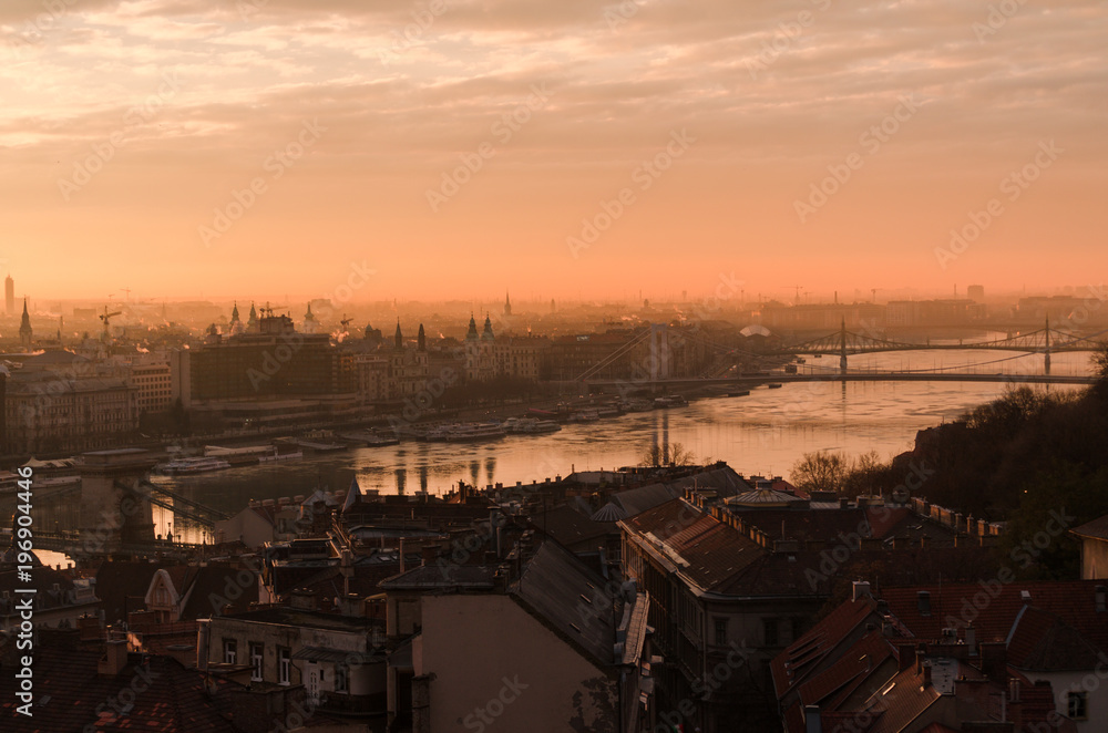 sunrise view of Budapest from Fisherman's Bastion