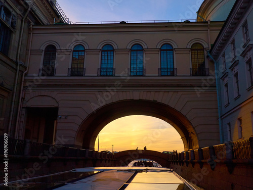 Arch of the Hermitage Bridge in Saint Petersburg  Russia