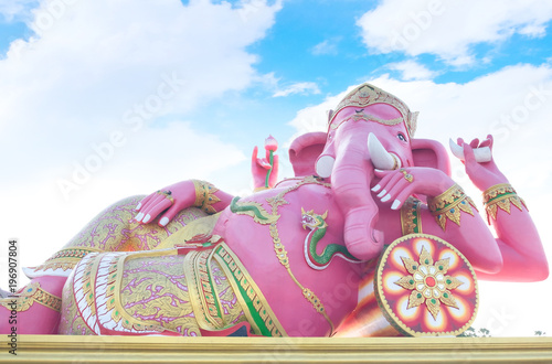 The pink Ganesha statue wat Samarn, Chachoengsao, Thailand