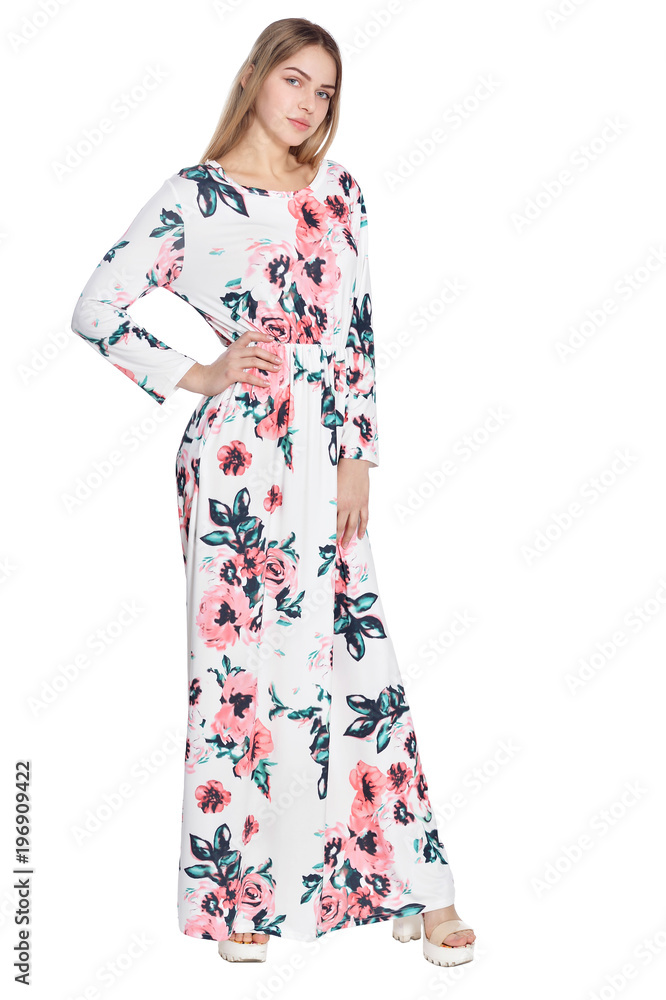Portrait of beautiful woman in dress posing isolated Portrait of beautiful woman in dress posing isolated