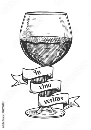 red wine glass with a ribbon