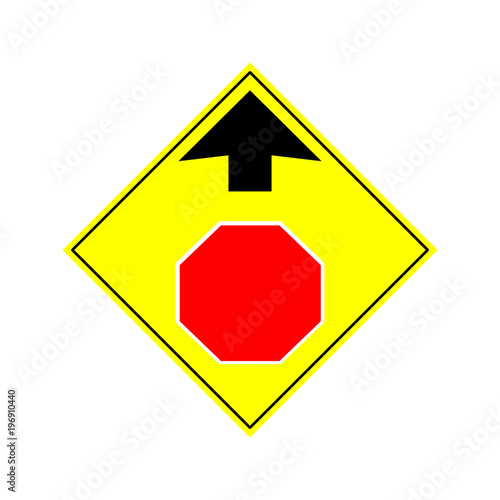 Stop ahead sign illustration isolated on white