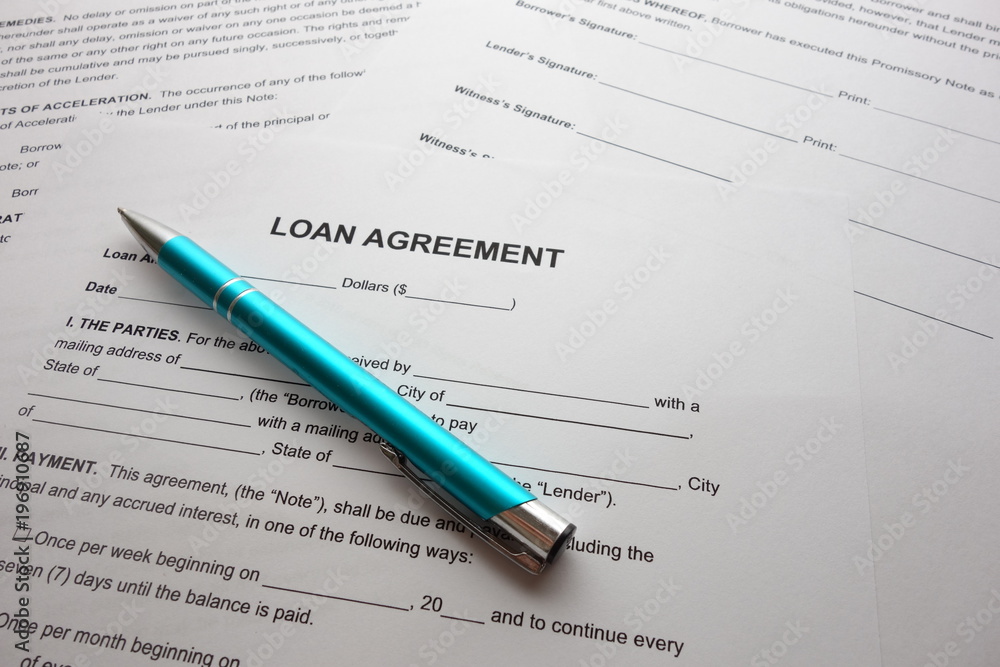 Loan agreement form, preparation for filling and signing a document Loan agreement form, preparation for filling and signing a document