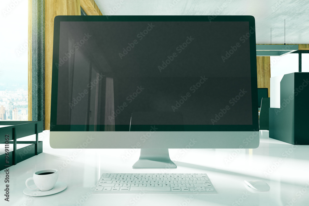 Fototapeta premium Desktop with empty computer screen