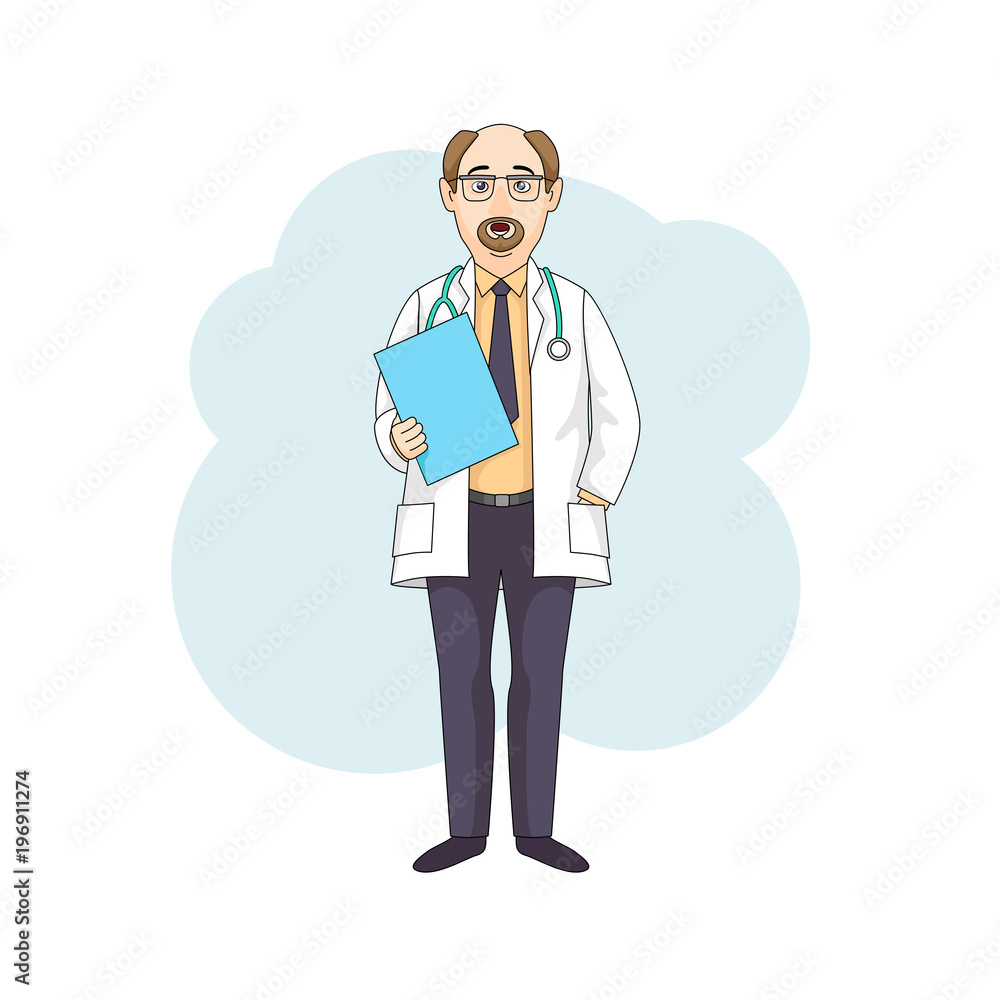 Caucasian doctor professor talking, in white coat Caucasian doctor professor talking, in white coat