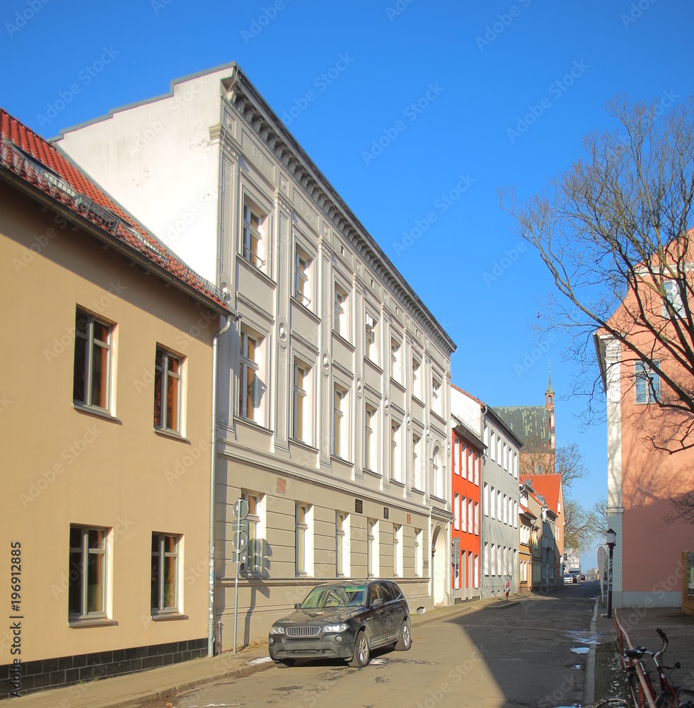 Martin-Luther-Strasse in Greifswald, with several historic houses