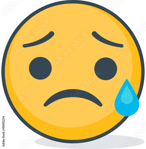 Isolated crying sad emoticon. Isolated emoticon