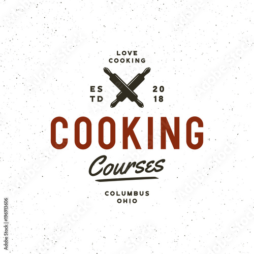 vintage cooking classes logo. retro styled culinary school emblem. vector illustration