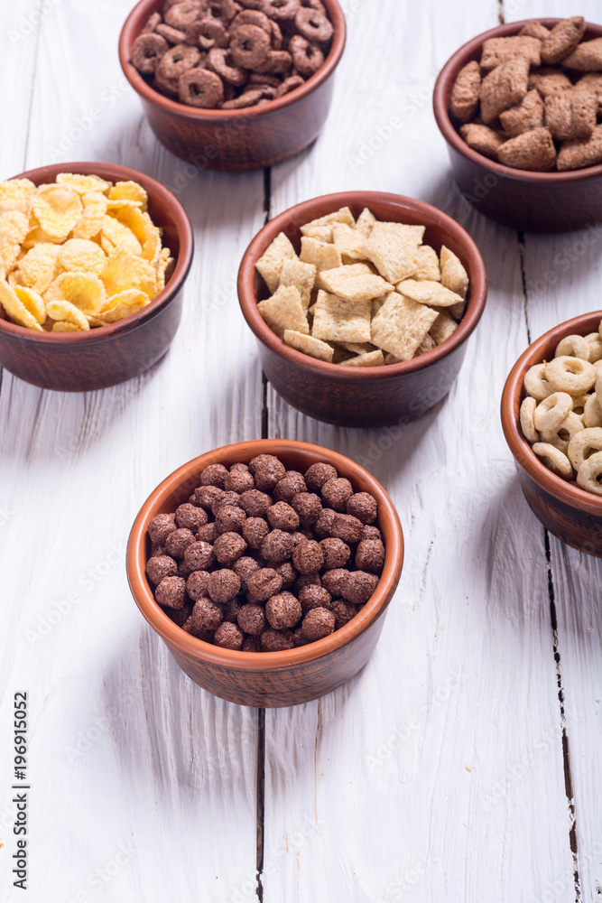 Cereals . Breakfast with milk and chocolate cornflakes Cereals . Breakfast with milk and chocolate cornflakes