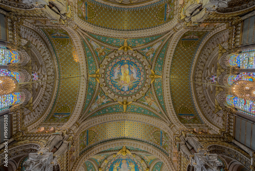 The Basilica of Fourvi  re in Lyon  France. A world heritage site. 