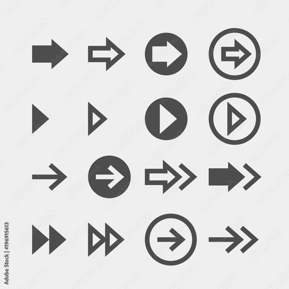 Arrows flat vector icons set Arrows flat vector icons set