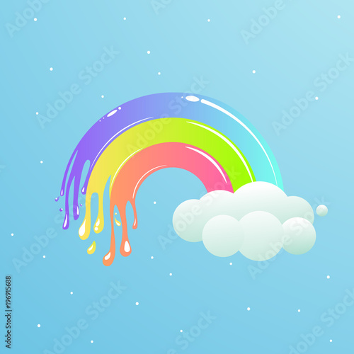 A nice rainbow with clouds against the sky with stars