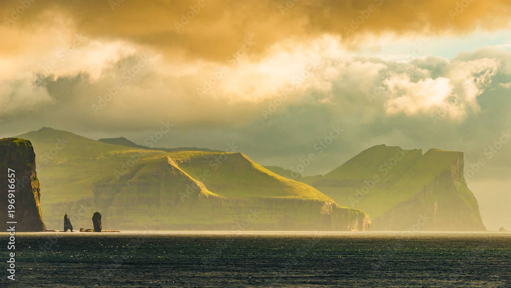 Panoramic view of Faroe islands seashore