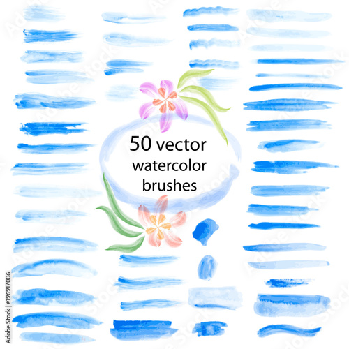 Set of 50 watercolor vector brushes