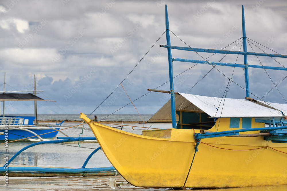 Balangay or bangka boat stranded on the beach. Punta Ballo-Sipalay-Philippines. 0319