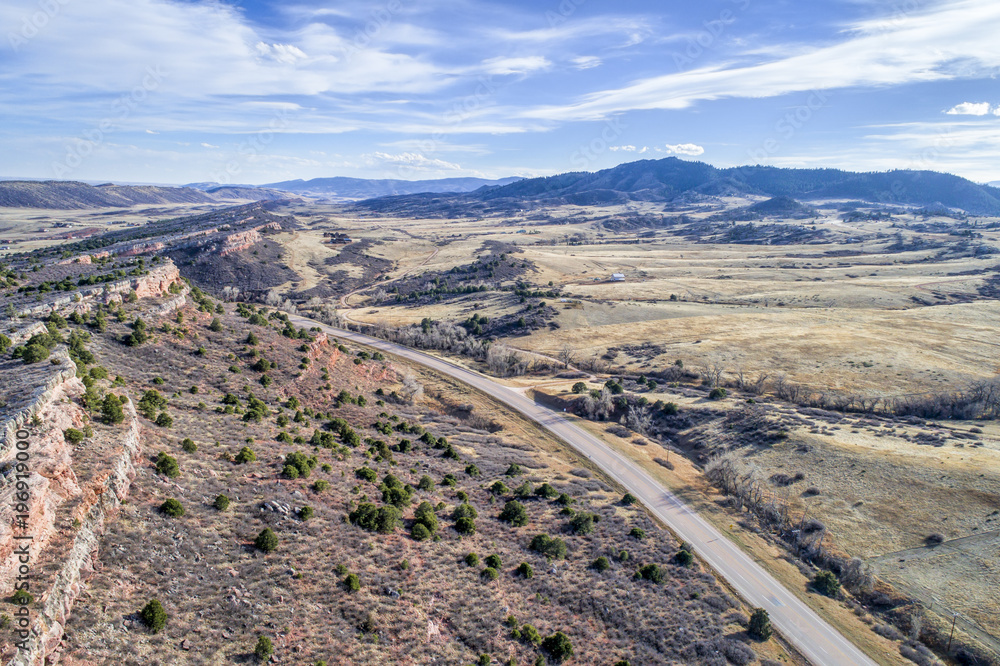 Colorado foothills aerial view