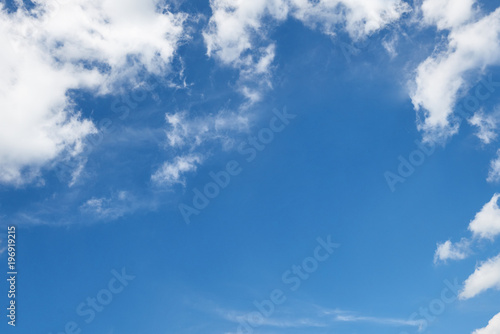 background from bright blue sky with soft cloud at day  frame with place for text