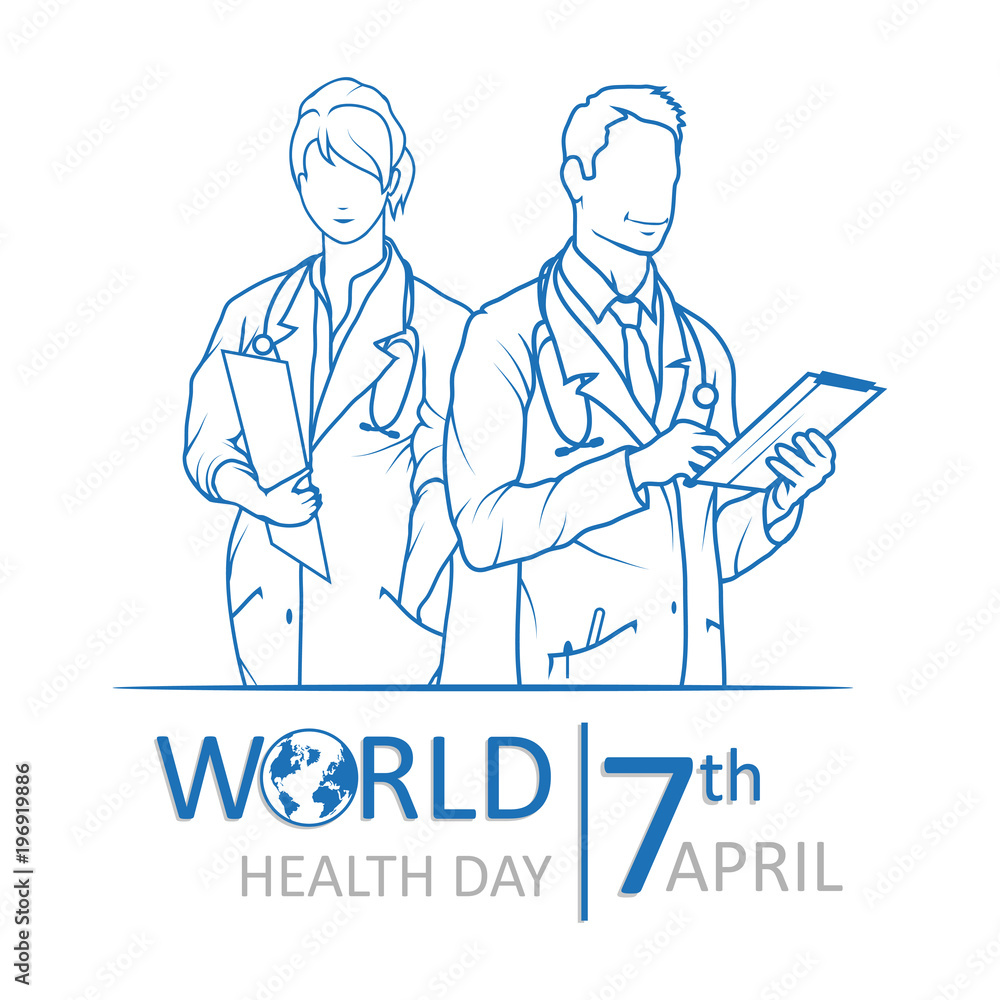 World Health Day lettering. Medical concept with earth. The logo of the World Health Day. World Health Day lettering. Medical concept with earth. The logo of the World Health Day.