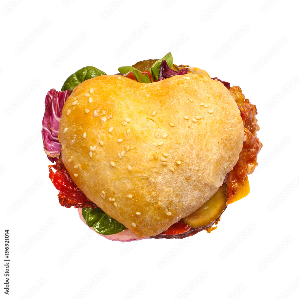 Heart shaped hamburger Stock Photo | Adobe Stock