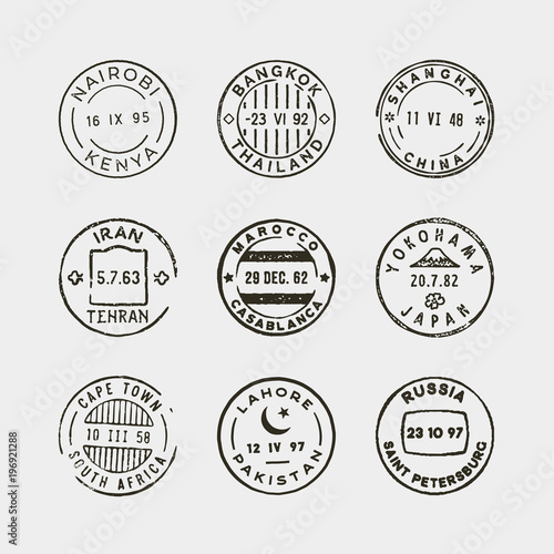 set of vintage postage stamps. vector illustration
