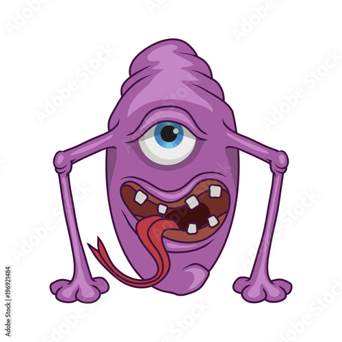 Cartoon virus. Funny micro Virus. Cartoon bacteria character. Vector virus character.