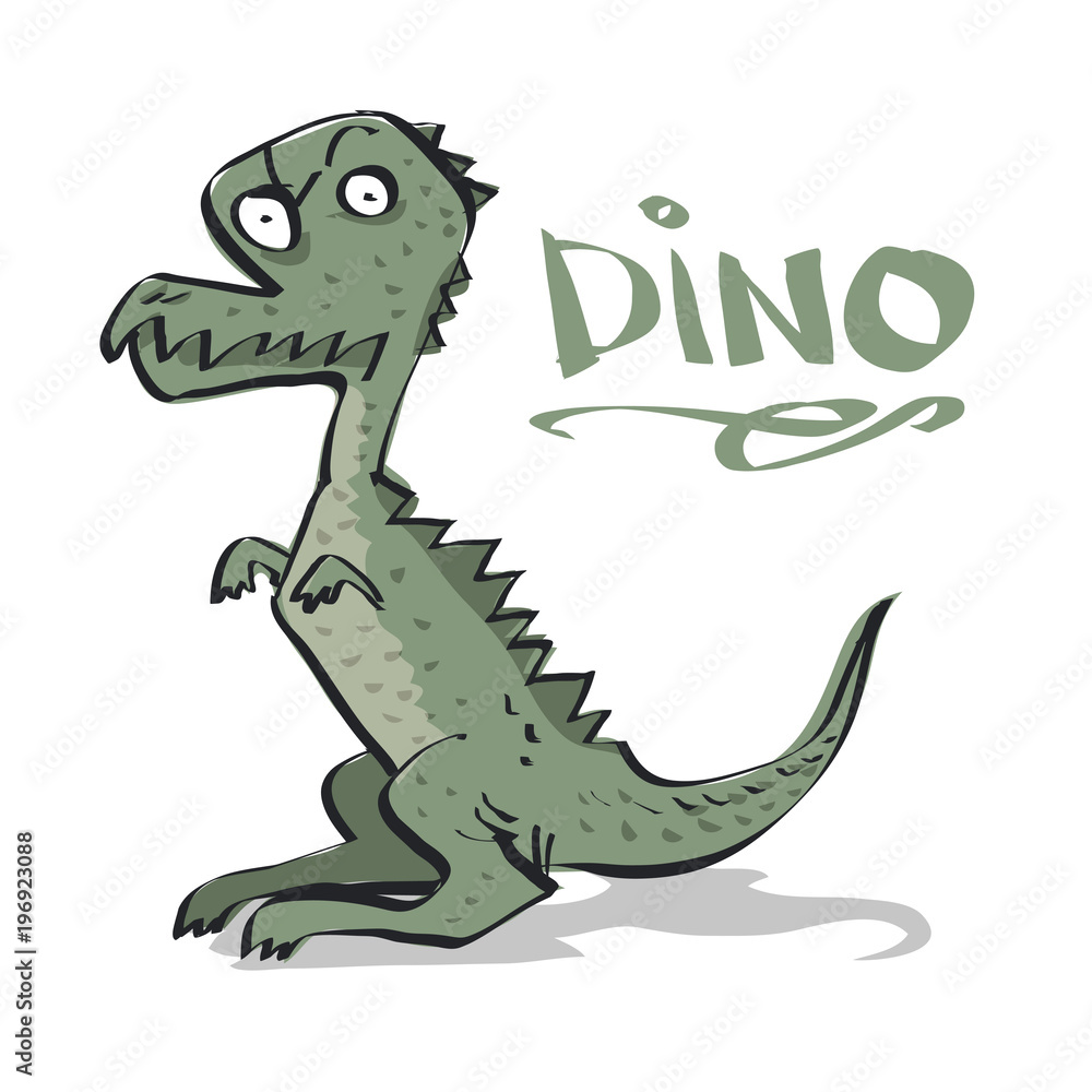 Obraz premium Little Angry Dinosaur. Comic Character. Vector illustration