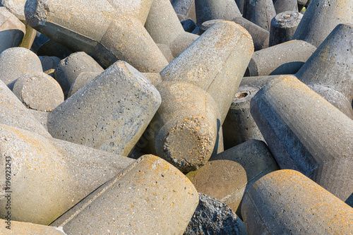 Background of big concrete tetrapods at Helgoland island in German Northsea