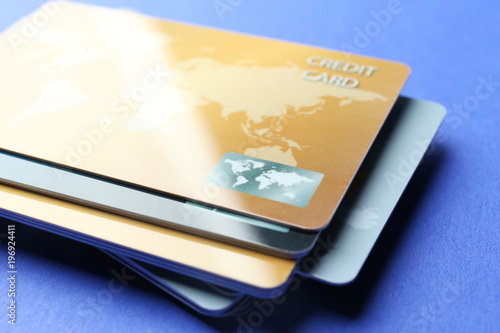 Credit cards on table, closeup