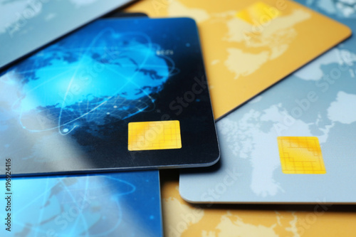 Many credit cards, closeup